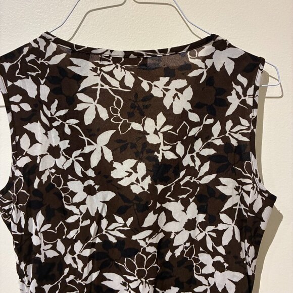 Liz Claiborne Brown & White Sleeveless Floral Blouse - Women's S - Picture 6 of 11